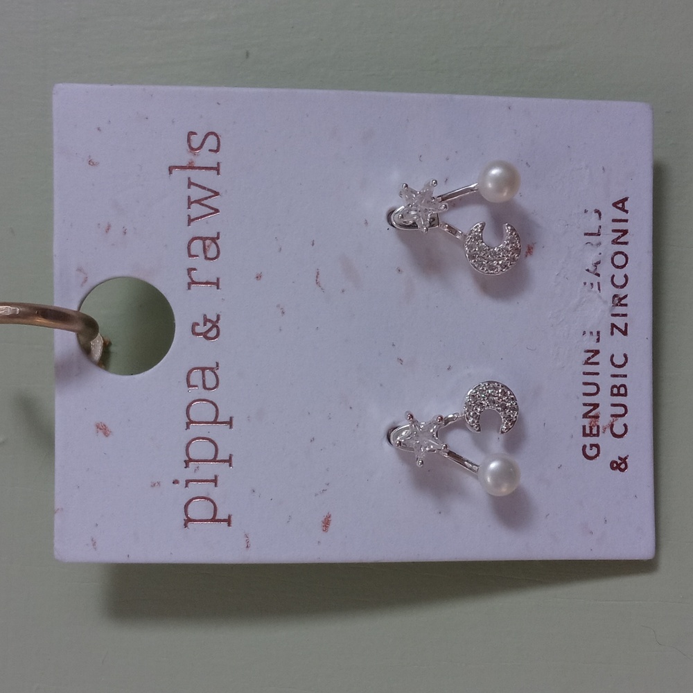 Women's Pippa & Rawls Celestial CZ silver sun moon stars earrings